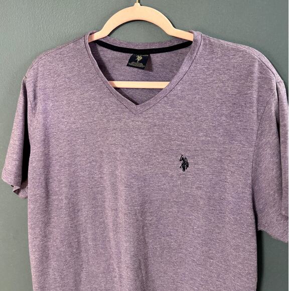 US POLO ASSN. MENS PURPLE V-NECK SHORT SLEEVE T-SHIRT SIZE LARGE - Picture 3 of 8
